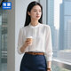 匆蒙長(cháng)袖白色雪紡襯衫女上衣職業(yè)襯衫氣質(zhì)立領(lǐng)酒店前臺接待百搭通勤