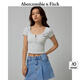 ABERCROMBIE & FITCH女裝24夏經(jīng)典小麋鹿美式復(fù)古辣妹歐若風(fēng)亨利式短袖T恤358101-1 淺灰色 XL (170/112A)