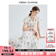 VEGA CHANG連衣裙女2025年夏季新款碎花收腰顯瘦泡泡袖仙女植物系穿搭長(cháng)裙子 白底繡花（連衣裙） M