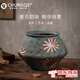 春生秋收高端品質(zhì)花盆向日瓶擺件陶瓷花盆油畫風(fēng)瓷器美式復(fù)古禪意擺件 梵高油畫（有孔）