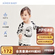 愛(ài)慕兒童寶寶A類(lèi)3A抗菌中性嬰兒長(cháng)袖上衣/長(cháng)褲新生兒衣服保暖衣褲|奶皮衣 上衣-拼色 100