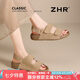 ZHR反絨牛皮涼鞋女夏季復(fù)古透氣勃肯鞋女軟底搭扣女鞋 IL02 卡其色38