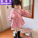 雙魚(yú)兔（SHUAGNYUTU）韓版童裝女童粉色連衣裙秋裝洋氣兒童衛衣裙寶寶時(shí)髦甜美愛(ài)心裙子 粉色 66