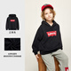 Levi's李維斯童裝兒童連帽衛衣男女童秋季毛圈套頭衛衣舒適上衣 正黑色