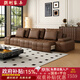 朗剛沙發(fā)客廳家用勞倫斯大黑牛沙發(fā)意式功能電動(dòng)沙發(fā)直排靠墻真皮沙發(fā) 2.6米【貓抓皮】【實(shí)木框架】