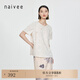 納薇（naivee）商場同款夏新款東方簡奢風新中式斜襟國風盤扣提花短袖襯衫上衣 米色 M 160/84A