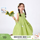 茵曼女童無袖連衣裙立體花朵裝飾2025夏季兒童中大童時(shí)尚氣質(zhì)長裙 綠色 140