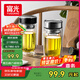 富光雙層玻璃杯 高硼硅玻璃泡茶杯 大容量帶茶隔水杯商務(wù)杯子男590ml