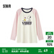 森馬（Semir）史努比印花長(cháng)袖t恤女中長(cháng)款插肩袖撞色內搭2024秋新款寬松上衣 紅白色調00361 M 160/84A
