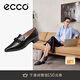 愛步（ECCO）穆勒鞋女 尖頭單鞋淺口粗跟皮鞋 型塑214243 黑色21424301001（羊皮革） 37