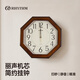 RHYTHM麗聲靜音實木掛鐘客廳家用2025新款輕奢簡約時尚創(chuàng)意掛表時鐘掛墻六邊 木色 29cm