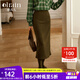 Olrain歐芮兒綠色直筒半身裙女冬季年新款時(shí)尚通勤彈力半裙 綠色 L