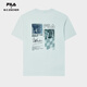 FILA 斐樂(lè )官方男子針織短袖衫2025秋新款時(shí)尚簡(jiǎn)約休閑舒適干爽T恤 蒹葭蒼青-TQ L 175/96A/L