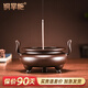 銅掌柜 香爐家用室內(nèi)銅爐上香茶道香道盤香爐香薰?fàn)t 【精品】紫銅色朝冠雙耳爐