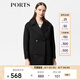 PORTS寶姿 秋冬新款女裝時(shí)尚拼接毛呢大衣外 毛呢大衣女LW9N088XCP012 黑色 M (6)