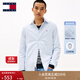 TOMMY JEANS【張元英同款】25春夏新款男女牛津紡條紋亞洲長(cháng)袖/純棉襯衫 藍色C3Q XL