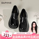 達(dá)芙妮（DAPHNE）官方 樂福鞋女2025新款英倫風(fēng)女鞋厚底粗跟小皮鞋一腳蹬單鞋女 黑色海鷗【5cm亮面單里款】 37