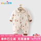 優(yōu)奇新生嬰兒兒衣服純棉加厚連體衣女寶寶秋冬裝套裝薄棉哈衣棉衣款