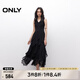 ONLY2025夏季新款浪漫法式V領(lǐng)修身中長裙無袖連衣裙女|125207042 E39俊黑色 L
