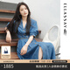 歌力思（ELLASSAY）【博主同款】25春夏新款100%萊賽爾丹寧風(fēng)復(fù)古牛仔襯衫連衣裙女 牛仔藍(lán) M