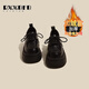 RXXBFB系帶小皮鞋女2026新款復古百搭增高女單鞋jk制服配裙子厚底樂(lè )福鞋 啞光黑【加絨款】 39 (245mm)