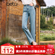 百圖betu女裝秋季新款牛仔褲高腰百搭牛仔褲煙管褲褲子女2408T82 牛仔色 M