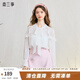 兩三事云煙成霧 2025夏季新款甜美拼布荷葉邊長袖白色上衣女寬松 白色 S