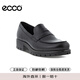 愛步（ECCO）樂福鞋 百搭英倫小皮鞋單鞋女厚底松糕鞋 摩登490013 黑色 37