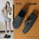 ZHR內增高勃肯鞋女軟底輕便百搭鞋子女一腳蹬休閑鞋 JQ07FF深灰色37