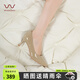 穿高跟鞋的吳大叔【紅云鞋】法式氣質(zhì)職業(yè)通勤高跟鞋不累腳高級感女鞋尖頭細(xì)跟單鞋 裸色-牛漆皮6.5cm 38