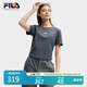 FILA 韓素希同款|斐樂(lè)官方女裝針織短袖2025夏新款修身小狐貍刺繡T恤 默魅灰-DY M 165/84A/M