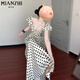 棉致法式V領(lǐng)波點(diǎn)顯瘦連衣裙女夏季2025新款小個(gè)子高級(jí)感溫柔風(fēng)長裙子 176圖片色【高品質(zhì)35.5】 L 100-115斤