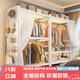 美儲(chǔ)簡易衣柜鋼架結(jié)構(gòu)置物架出租屋衣帽架貨架式衣柜臥室家用收納柜子 白三層【送正面簾+掛衣桿*2】 長80*寬40*高200