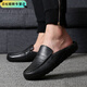 洛之潮四季沙灘韓版時(shí)尚潮流男士包頭豆豆半拖鞋塑膠仿皮膠鞋防水男套鞋 黑色 39-40