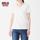 無(wú)印良品 MUJI 女式 印度棉天竺編織 V領(lǐng)短袖T恤 W9SB154 白色 M