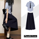 緋垚兩件套裝jk制服女夏季韓系條紋襯衫短袖上衣學(xué)院風(fēng)高腰半身裙子 兩件套-帶領(lǐng)帶【襯衫+半身裙】 M 建議91-105左右穿