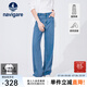 Navigare意大利小帆船女士牛仔褲春秋款親膚寬松舒適長(zhǎng)褲時(shí)尚休閑直筒褲女 牛仔藍(lán) 2XL