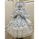 閃動(dòng)少女（SHANDONGSHAONV）藍色緣結lolita花嫁生日禮吊帶JSK連衣裙公主洛麗塔戀曲 藍色裙子+別針蝴蝶結+官配內搭+ 均碼 XL