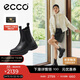 愛(ài)步（ECCO）短靴女 牛皮時(shí)尚厚底增高英倫風(fēng)切爾西靴 蹤跡220753 黑色36