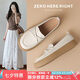 ZHR樂福鞋女經(jīng)典通勤風(fēng)厚底單鞋女舒適百搭媽媽女皮鞋 BT90 米色 37 