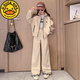 G.DUCKKIDS美拉德女童春秋套裝2025新款簡(jiǎn)約棒球服兩件套中大童休閑運動(dòng)校服 米白色套裝 春秋款 160 cm