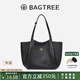 BAGTREE【明星同款】包包樹(shù)晚?xiàng)靼?植鞣牛皮手提大容量通勤單肩托特女包 黑色-大號(hào) 可裝15.6寸電腦 高級(jí)小眾