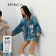 MO&Co.夾克外套夏航海個性趣味涂鴉倒繭廓形翻領牛仔下擺調節(jié)摩安珂 牛仔藍色 S 160