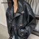 RHUDE FOG品牌女裝美式皮衣外套女2025春秋新款休閑時(shí)尚通勤顯瘦百搭設(shè)計(jì)感 黑色 M