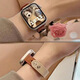 圣卡泊適用iwatch10蘋(píng)果applewatch手表帶iphonewatch雙扣腕帶watchs9/8/se高級(jí)感iwatchs7真皮女s8s9s10 棕紅拼奶杏【雙釘雙拼色】 iwatch10代【