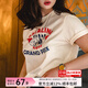 馬登純棉短袖t恤上衣女夏季新款美式復古印花正肩外穿衣服 米白色 /小個(gè)子/時(shí)尚潮流/休閑百搭馬登工裝 M