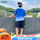 FIDQIOG國(guó)際品牌男童夏季套裝2025新款兒童短袖夏裝運(yùn)動(dòng)中大童衣服網(wǎng)紅帥氣童裝潮 克萊因藍(lán)色 130 cm