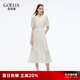 歌莉婭天絲連衣裙女夏季2025新款今年流行漂亮蕾絲裙子1E6R4K910 07W米色 S