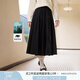 香影高腰復(fù)古中長(zhǎng)款裙子2024冬季新品純色設(shè)計(jì)感大擺裙a字中長(zhǎng)裙 黑色 L