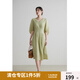獨(dú)束大碼女裝法式V領(lǐng)連衣裙高腰顯瘦A字裙2024夏季新款 青藤綠 L (尺碼：2)